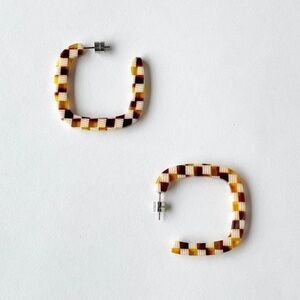 NWT Machete Midi Square Hoops in Tortoise Checker